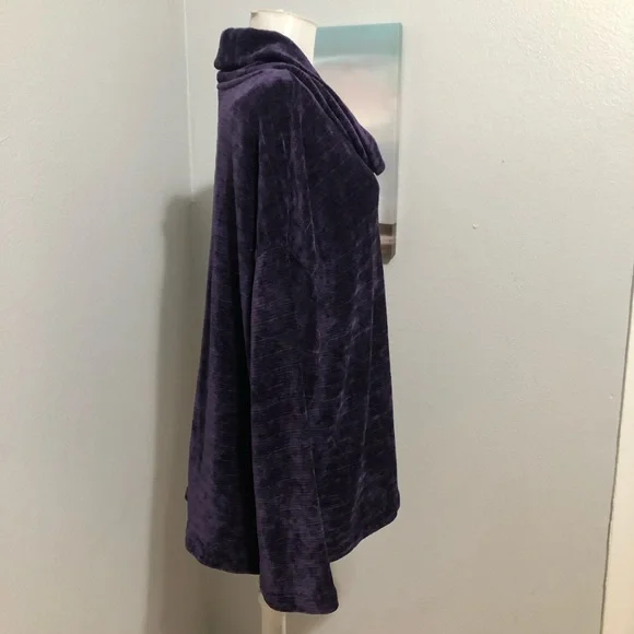 J. Jill Purple Cowl Neck Sweater Luxurious Velour - Picture 3 of 8